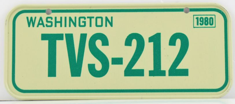 VINTAGE 1980 All Metal Bicycle Tag Washington