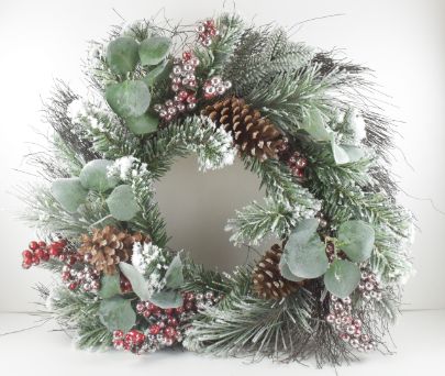 Snowy Pine & Red Berry Wreath