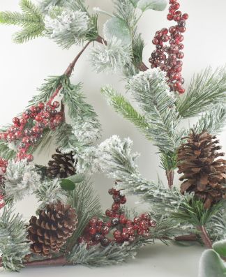 Snowy Pine & Red Berry Garland
