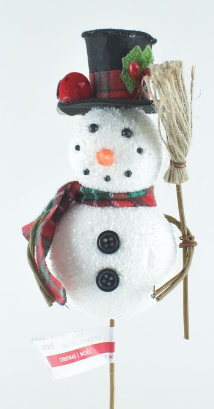 Snowman With Broom Pick