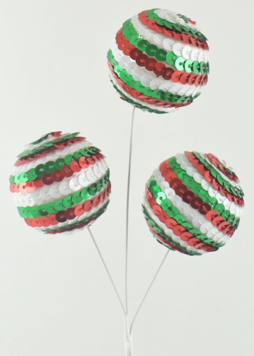 SEQUIN Ball (x3) Ornament Pick