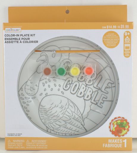9'' Color-In Ceramic Thanksgiving Plate Kit