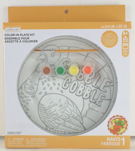 9'' Color-In CERAMIC Thanksgiving Plate Kit