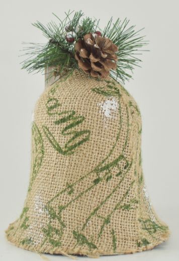 Burlap Lodge Bell Ornament