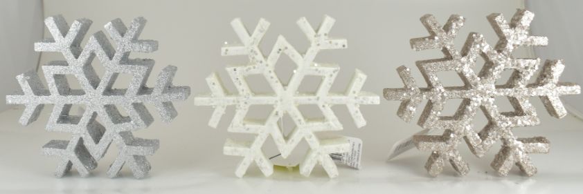 Glittered Snowflake  - 3 Assorted Colors