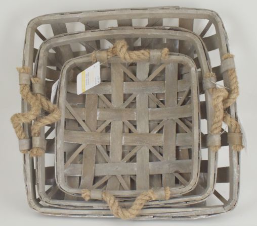 Set of 3 Gray TOBACCO Baskets