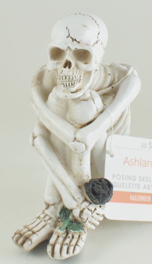 Sitting Skeleton With Rose Figure