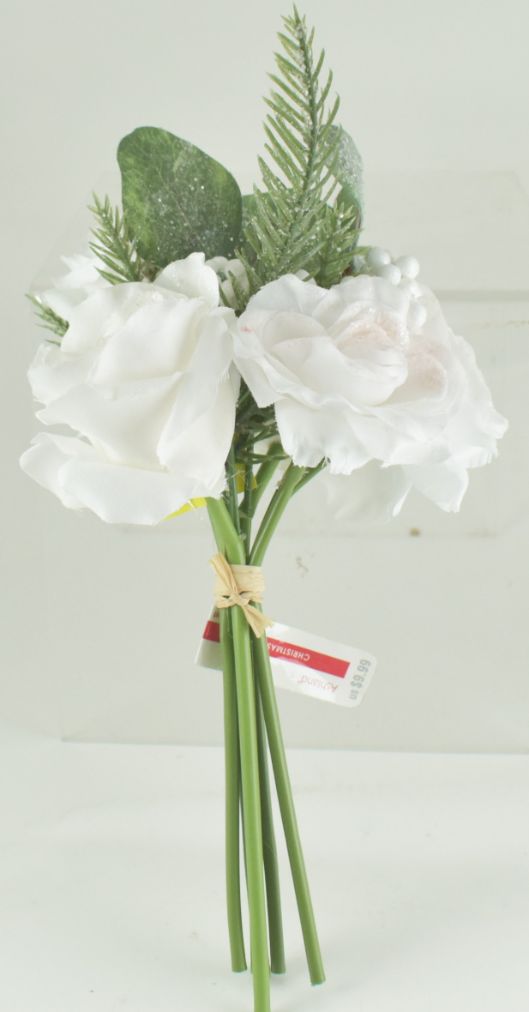 Rose/Eucalyptus Bouquet - White 11''