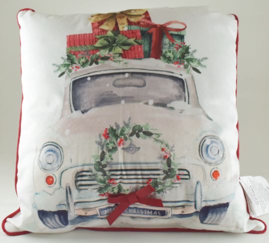 16'' x 16'' White Truck with Gifts PILLOW