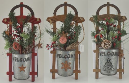 Wood/Metal Sled Decor - 3 Assorted