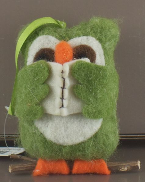 Green Owl Ornament - 4''