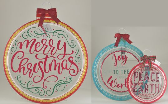 Set of 3 Glass Ornament Hanging SIGNs