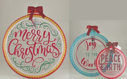 Set of 3 Glass Ornament Hanging SIGNS
