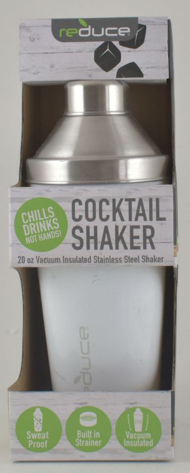 20 Oz Cocktail Shaker - Silver/White
