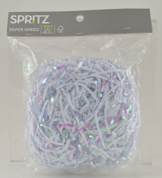 1.5 Oz. Spritz Paper Shred - White/Iridescent