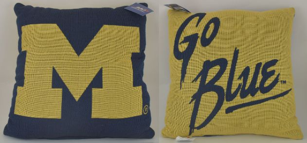 ''Go Blue'' Michigan Pillow 20'' x 20''