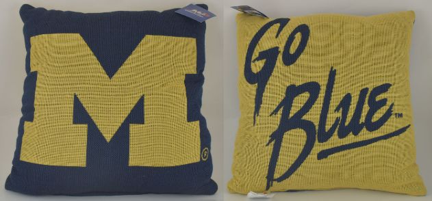 ''Go Blue'' Michigan PILLOW 20'' x 20''