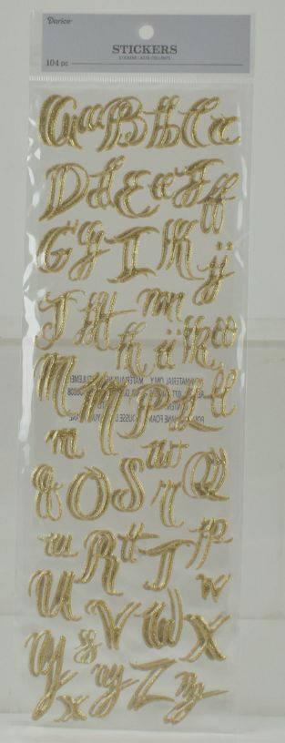 Gold Glitter Puffy Alphabet STICKERS