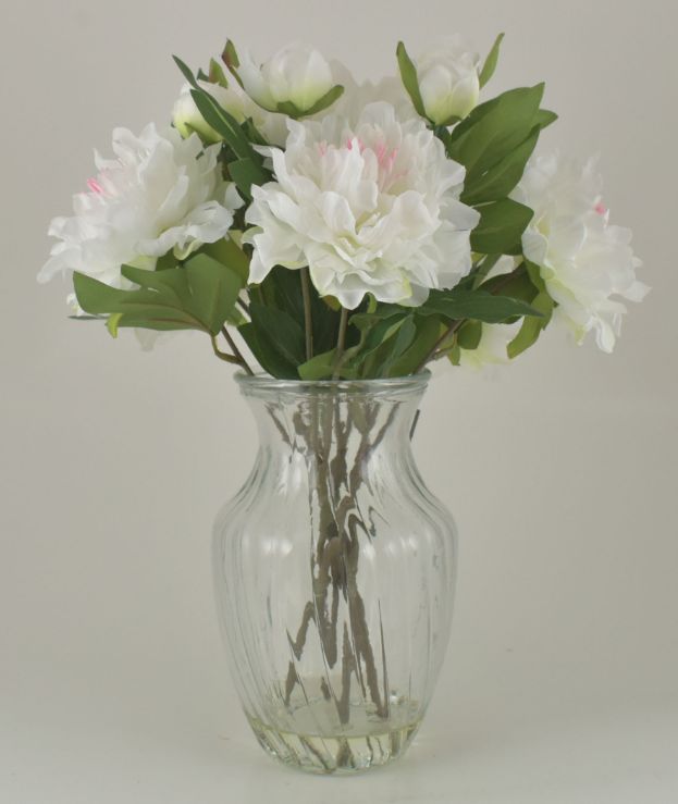 White Peony Bouquet in Glass VASE