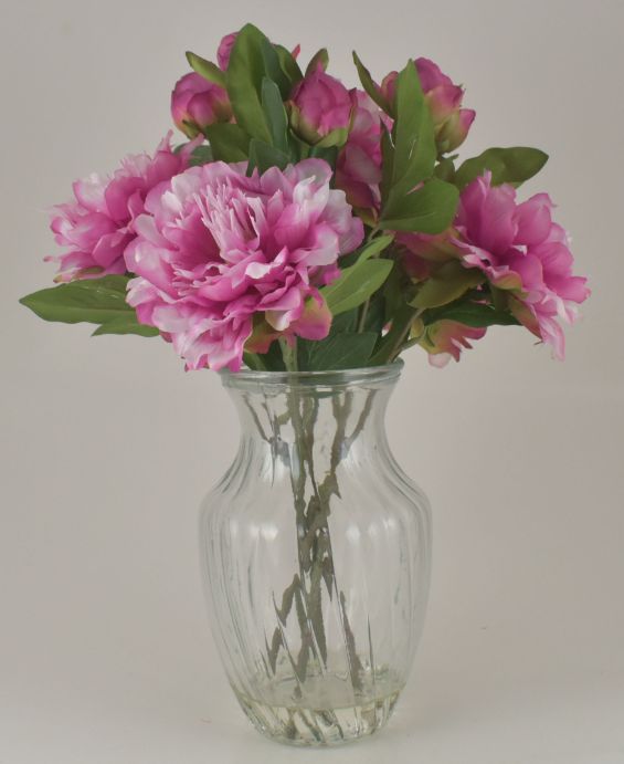 Fuchsia Peony Bouquet in Glass VASE