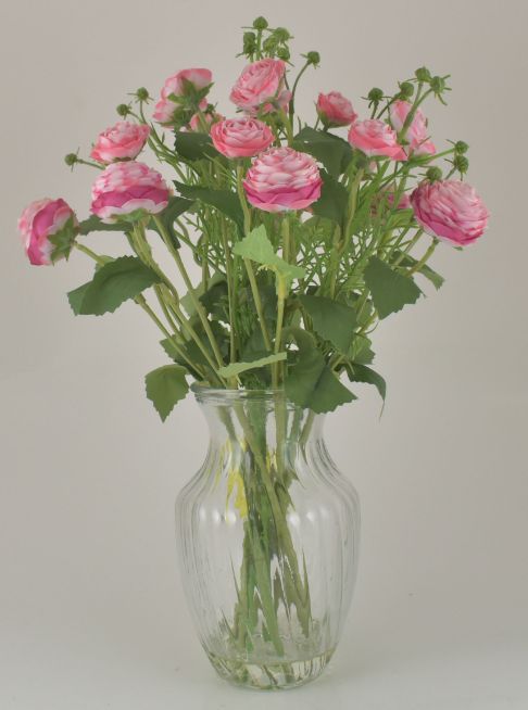 Pink Ranunculus Bouquet in Glass Vase