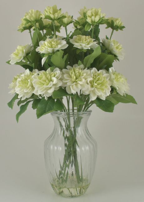 Cream & White Dahlia Bouquet in Glass Vase