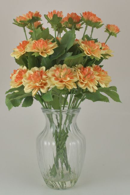 Yellow & Orange Dahlia Bouquet in Glass VASE