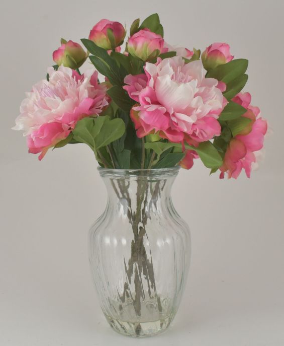 Light Pink Peony Bouquet in Glass Vase