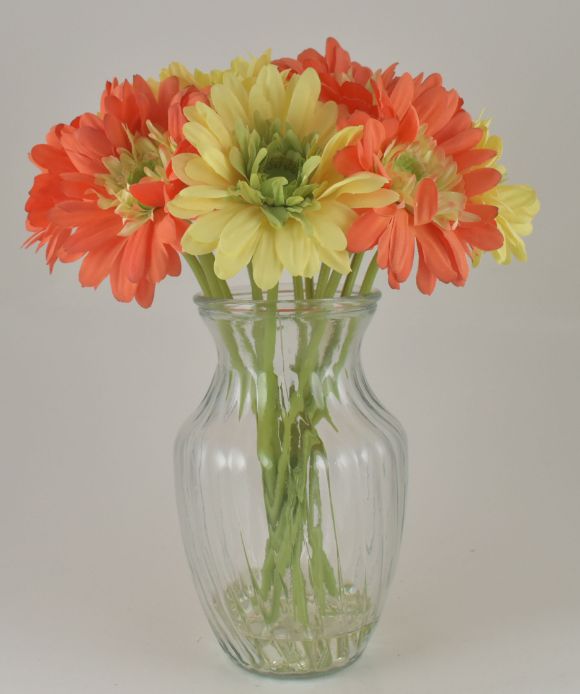 Yellow & Orange Gerbera Bouquet in Glass Vase