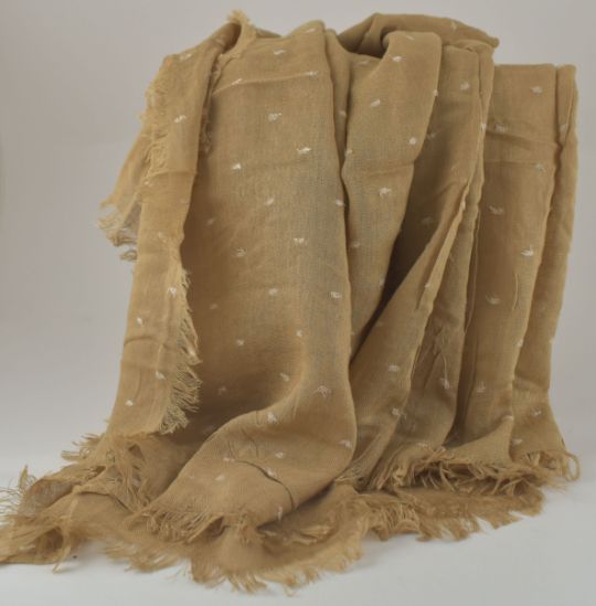 Khaki Sheer Tufted Scarf