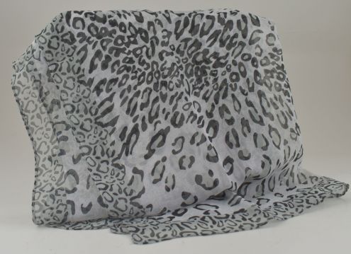 Sheer Snow Leopard Print Scarf