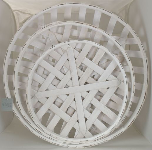 SET 3 WHITE ROUND TOBACCO BASKETS