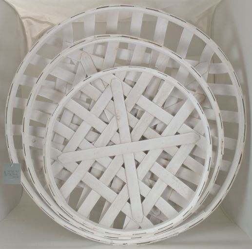 SET 3 WHITE ROUND TOBACCO BASKETS