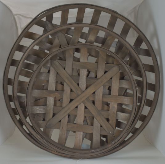 SET 3 DARK BROWN ROUND TOBACCO BASKETS