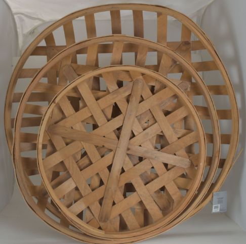 SET 3 LIGHT BROWN ROUND TOBACCO BASKETS