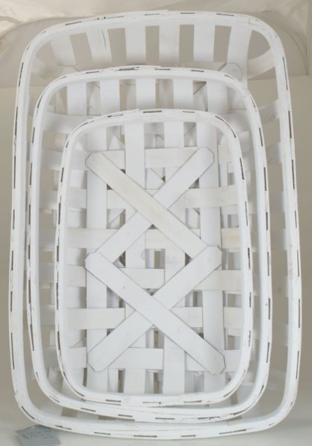 SET 3 WHITE RECTANGLE TOBACCO BASKETS
