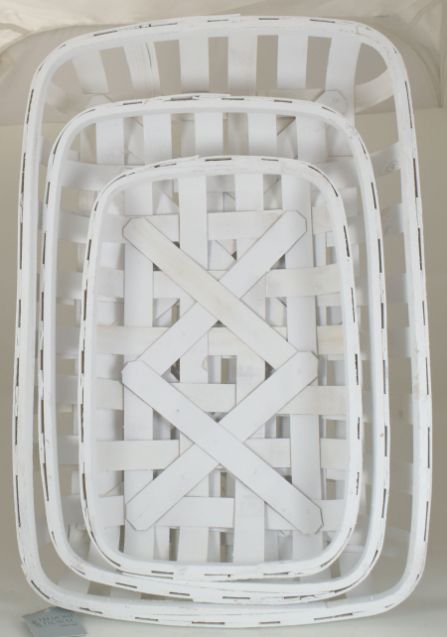 SET 3 WHITE RECTANGLE TOBACCO BASKETS