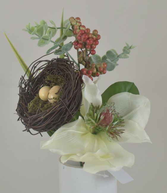 15'' MAGNOLIA BIRD NEST PICK CREAM