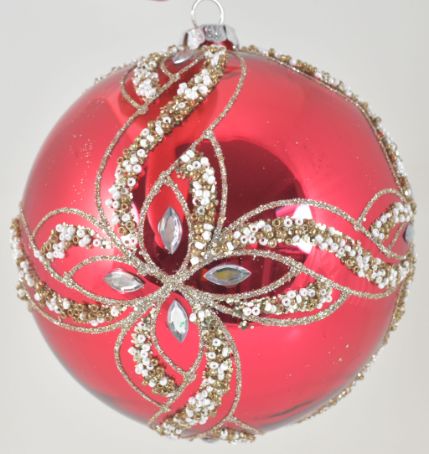 120 MM Jeweled Ball Ornament Fuchsia