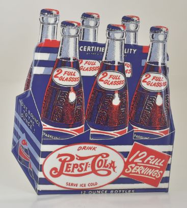 ''Pepsi-Cola'' 6 Pk Bottles Die Cut Metal SIGN