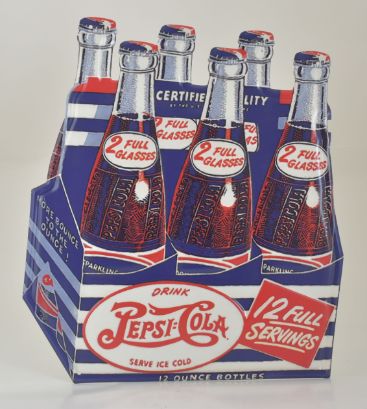 ''Pepsi-Cola'' 6 Pk Bottles Die Cut Metal Sign