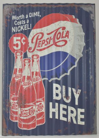 ''Pepsi-Cola'' 5 Cents Metal Sign