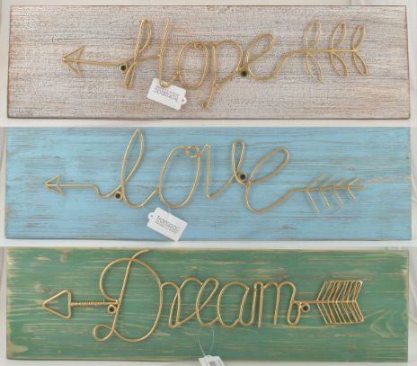 Metal/Wood Arrow Word Wall Art 3 Asst