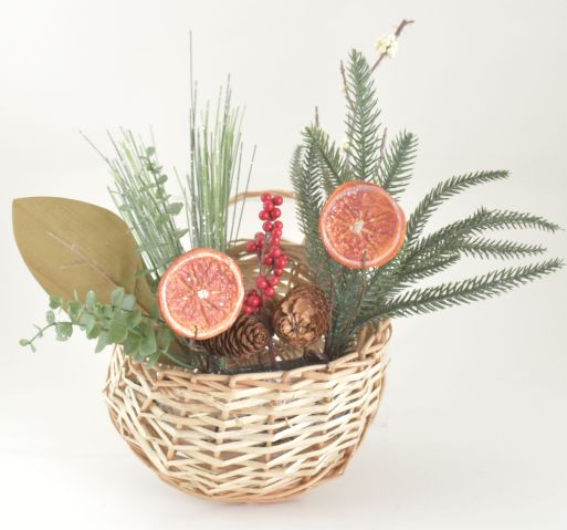 Wall Basket with Eucalyptus, Oranges, Berries