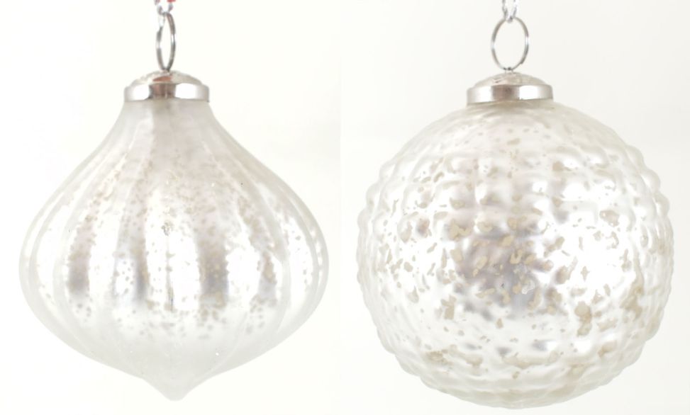 Mercury Glass Ball Ornament 2 Assorted