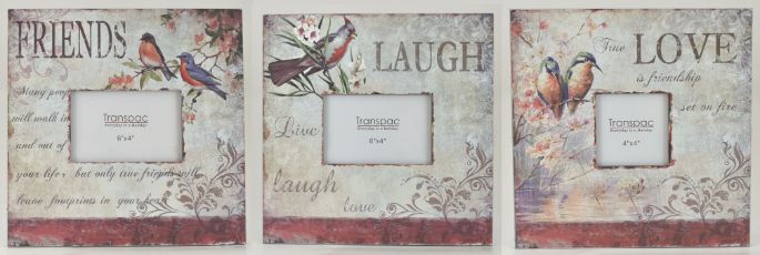 Small ''Friends'' ''Laugh'' ''Love'' MDF Wall FRAME 3 Asst