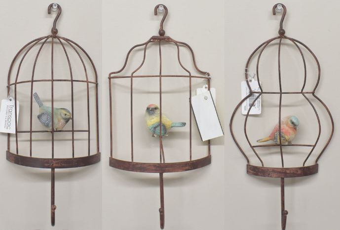 Metal/Resin Bird in Cage 3 Asst