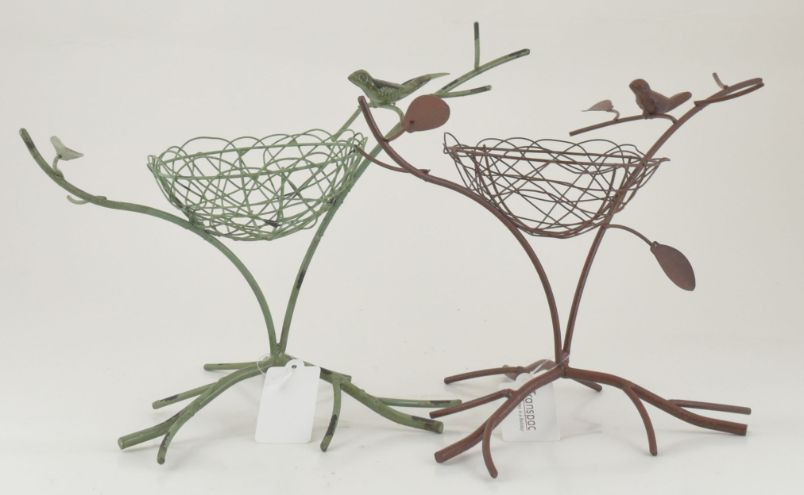 Metal Bird Nest Decor 2 Asst