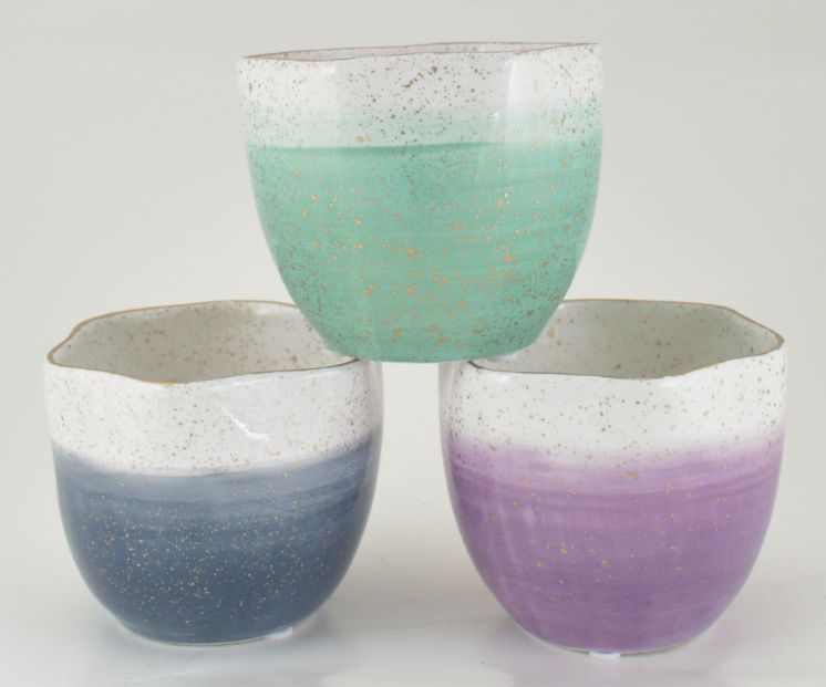 CERAMIC Ombre Pinch Pot 3 Asst