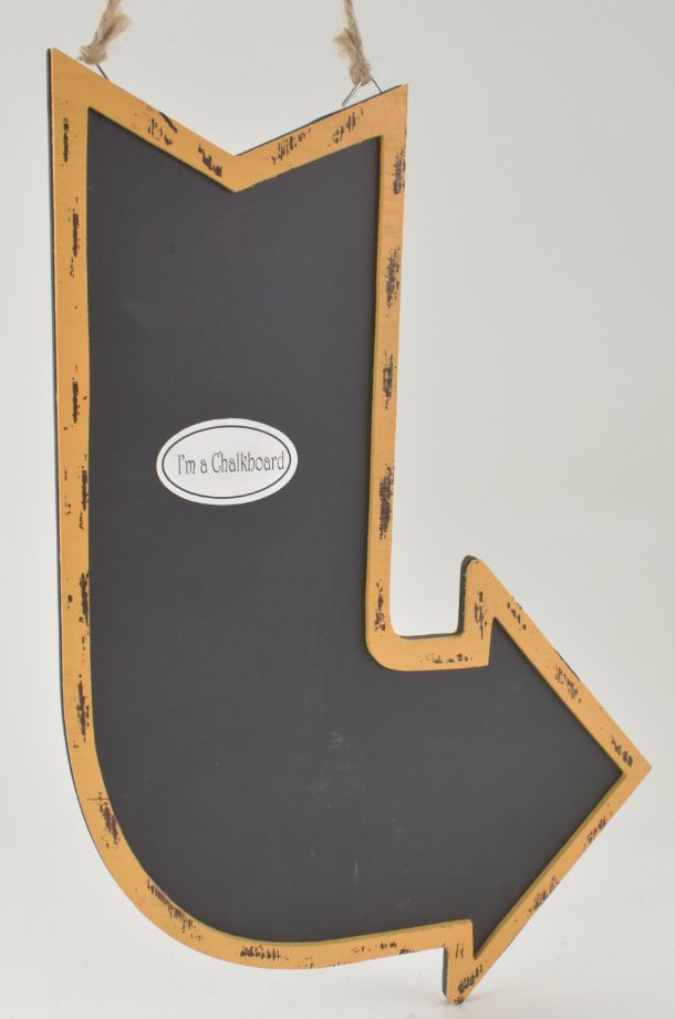 Wood CHALK Curved Arrow Wall Decor